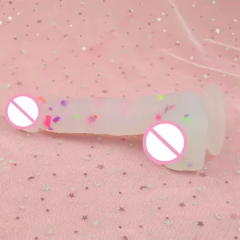 7.68'' Rainbow Jelly Dildo With Suction Cup Realistic Silicone Dildo Couples Gay Lesbian Sex Toys Mature 5