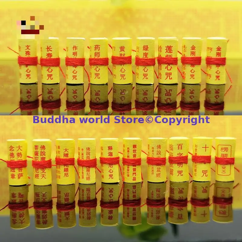 

25PCS Wholesale Buddhist supplies miniature All Buddhas incantation heart Mantra scriptures roll amulet talisman Temple Abbot