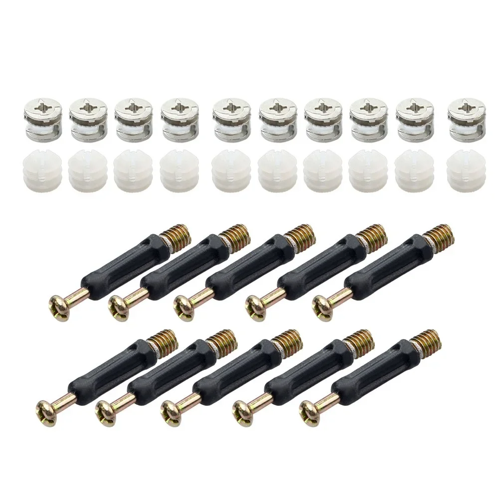 10Pcs Eccentric Three-in-one (cam Accessory + Pin + Pre-inserted Nut) Fastening Connector Furniture Quick-Release Rod Connector