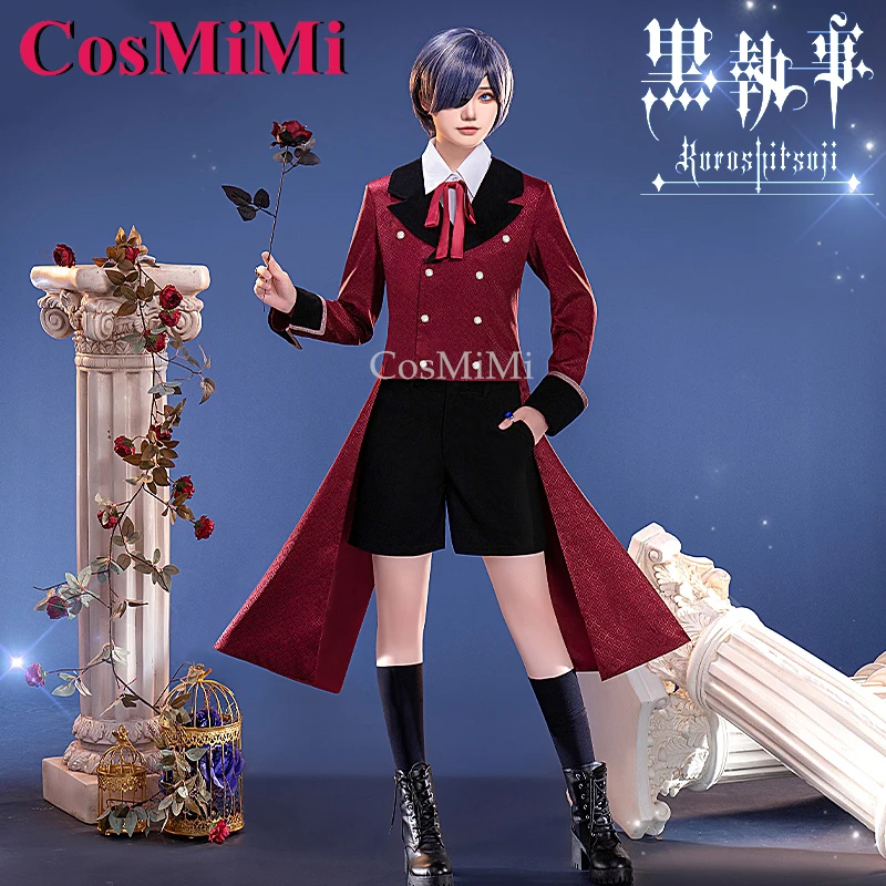 

CosMiMi Game Black Butler Ciel Phantomhive Cosplay Costume Little Boy Fashion Red Tuxedo Carnival Party Role Play Clothing S-XL