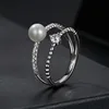 Bamoer U Pearl Moissanite Ring Double Layer Twisted Finger Ring Round Cut Diamond Original Gift S925 Sterling Silver Jewelry 6