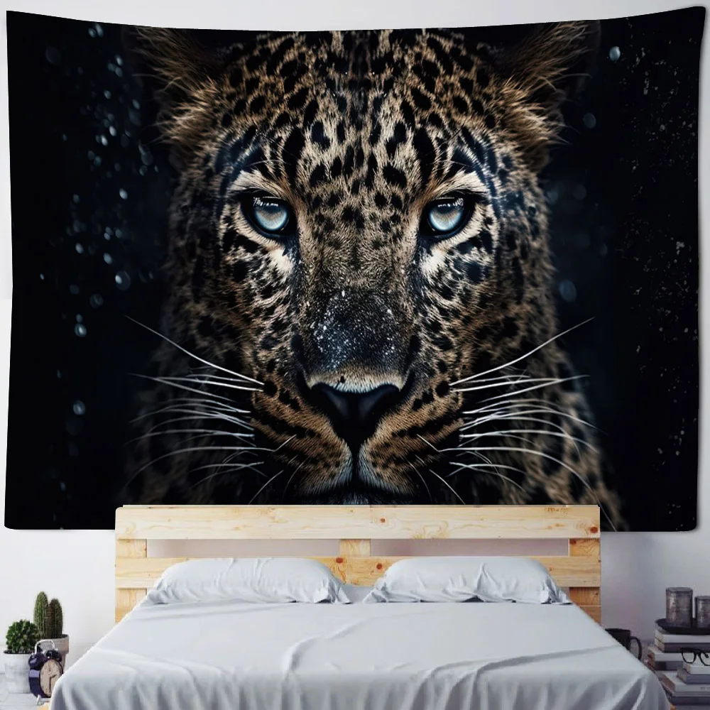 Animal starry sky wall tapestry psychedelic hippie leopard tiger elk bedroom decoration aesthetic sofa blanket beach towel