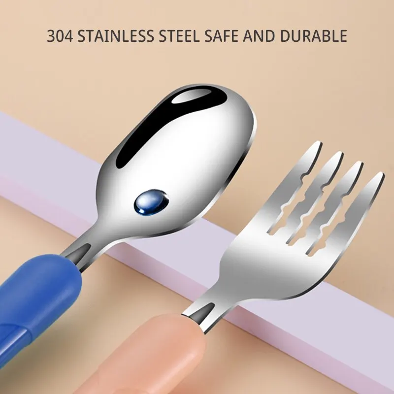 2PCSChildrens Tableware 304 Food Grade Stainless Steel Knife And Fork Baby Eating Training Utensils_voghion.com