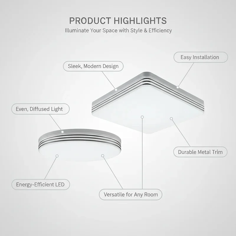 현대식 LED 천장등 36W 48W 천장 조명 3000K-6000K 주광색 가정용 조명 (침실, 거실, 주방, 식당용)