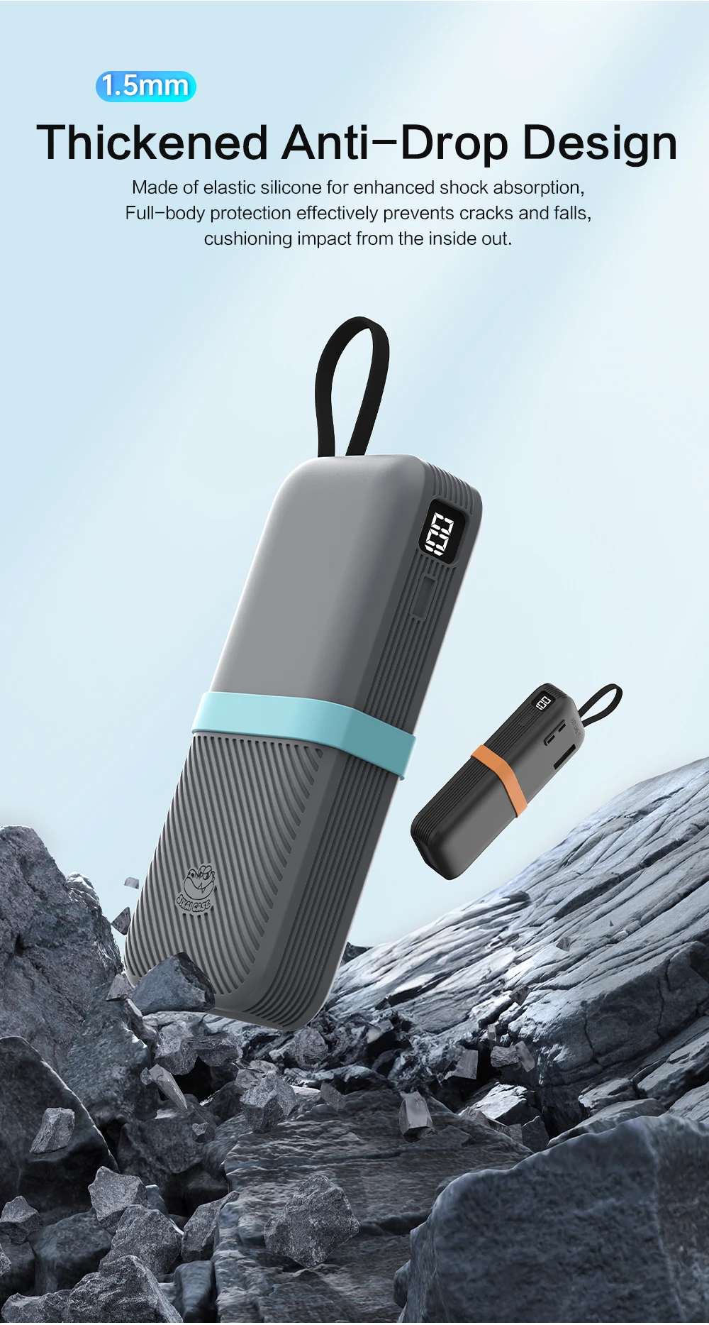 SIKAI Silikonhülle für CUKTECH CP25 45 W 20000 mAh Power Bank Zwei-Wege-Schnellladung Selbsttragbare Powerbank inklusive Kabelband – Detail 5