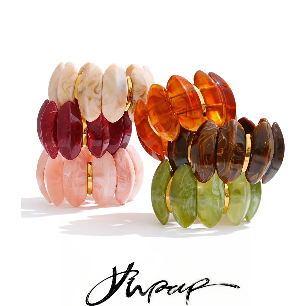 Yhpup Bracelet Wide Statement Waterproof Fashion Elasticity