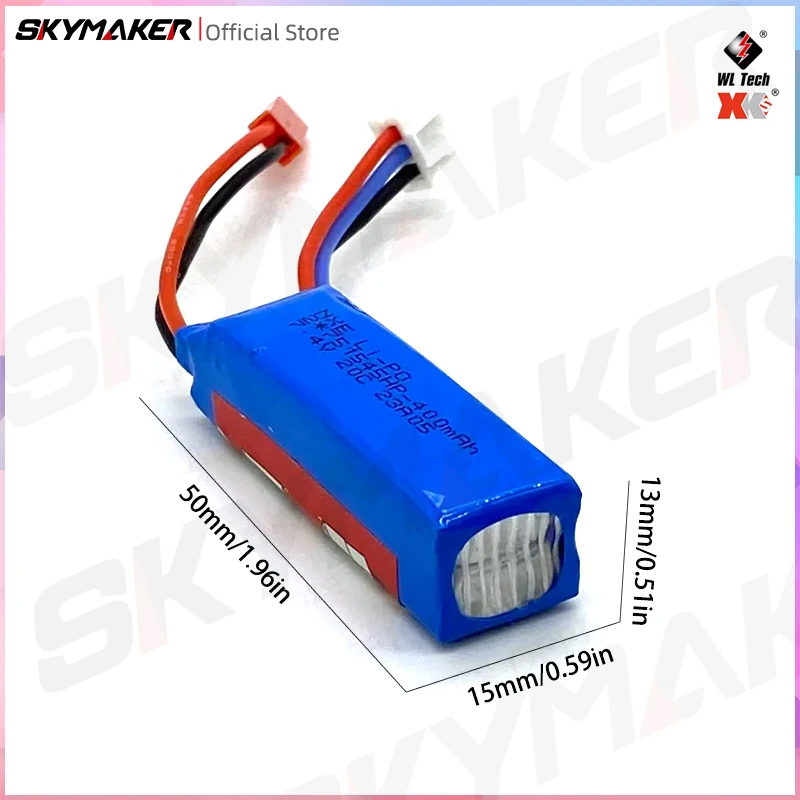 Wltoys Original Lipo Battery 7.4V 400mAh 20C 1/28 RC Car Lipo Battery For 284161 284010 284131 K969 K989 Parts 2S Charger