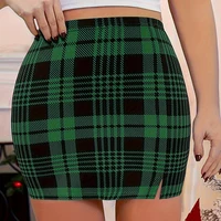 Plus Size 5XL Plaid Skirt Sexy Micro Skirt Offiece Lady Green Elegant Pencil Mini Skirts Streetwear Lady Short Skirt for Women - Image 5