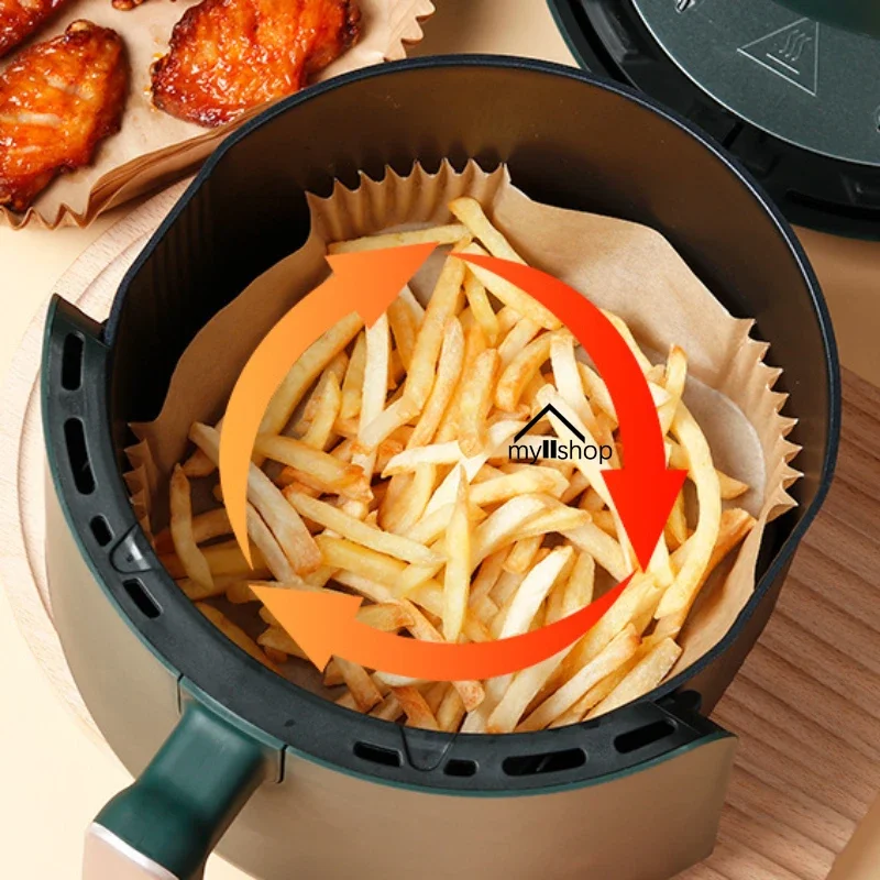 50pcs Air Fryer Disposable Paper Liner Oven Pad Vegetable Air Fryer Dessert Plates Holders Baking Accessories Kitchen Tools