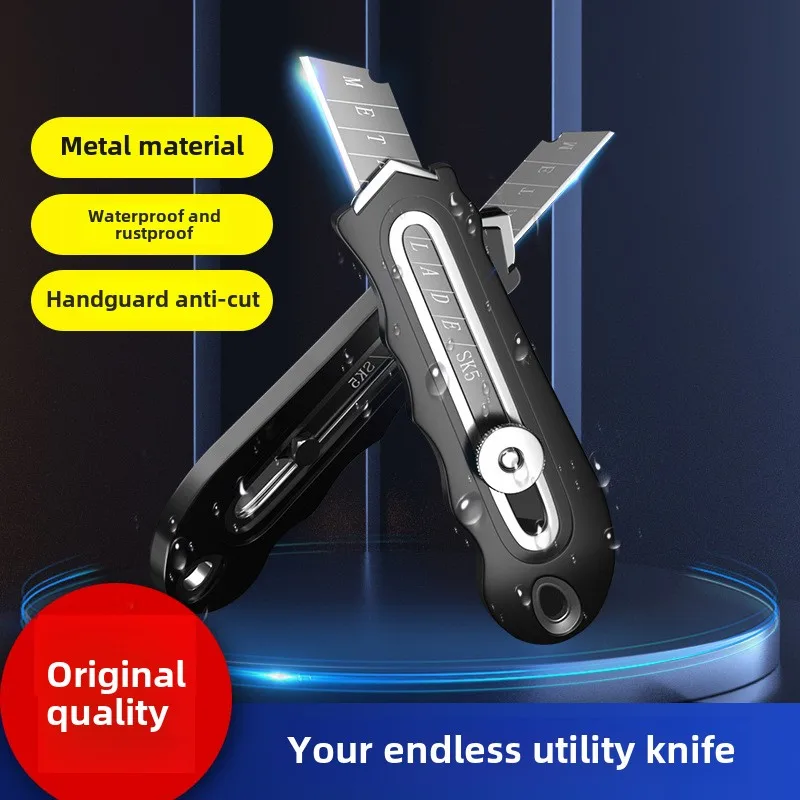 Stainless Steel Heavy Utility Knife Wallpaper Knife Industrial Paper Cutter Durable All Metal Wallpaper Ultra Sharp Tool
