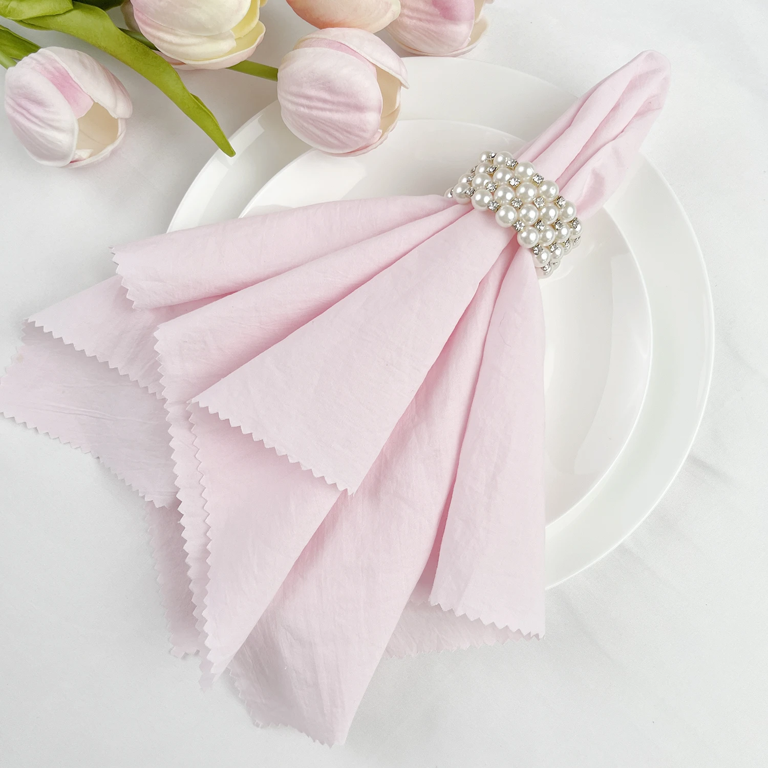 Description Picture 5 of item6PCS 36X36CM Pink Napkins 100% Cotton Cloth Napkins Dinner Table Serviettes Soft Washable Reusable Weddings Parties Restaurant