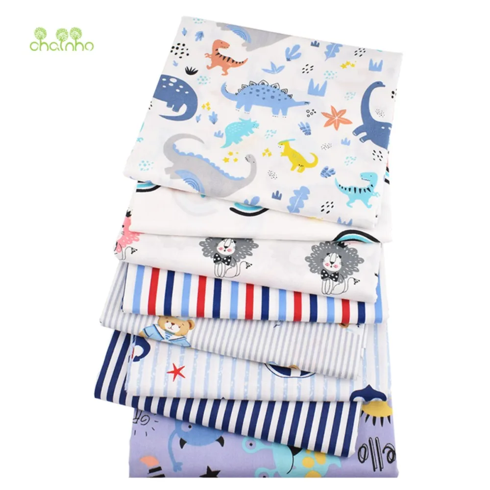 Chainho,Printed Twill Weave Cotton Fabric,Patchwork Cloth,DIY Quilting Sewing Material,8 Cartoon Designs,2 Sizes,15C43