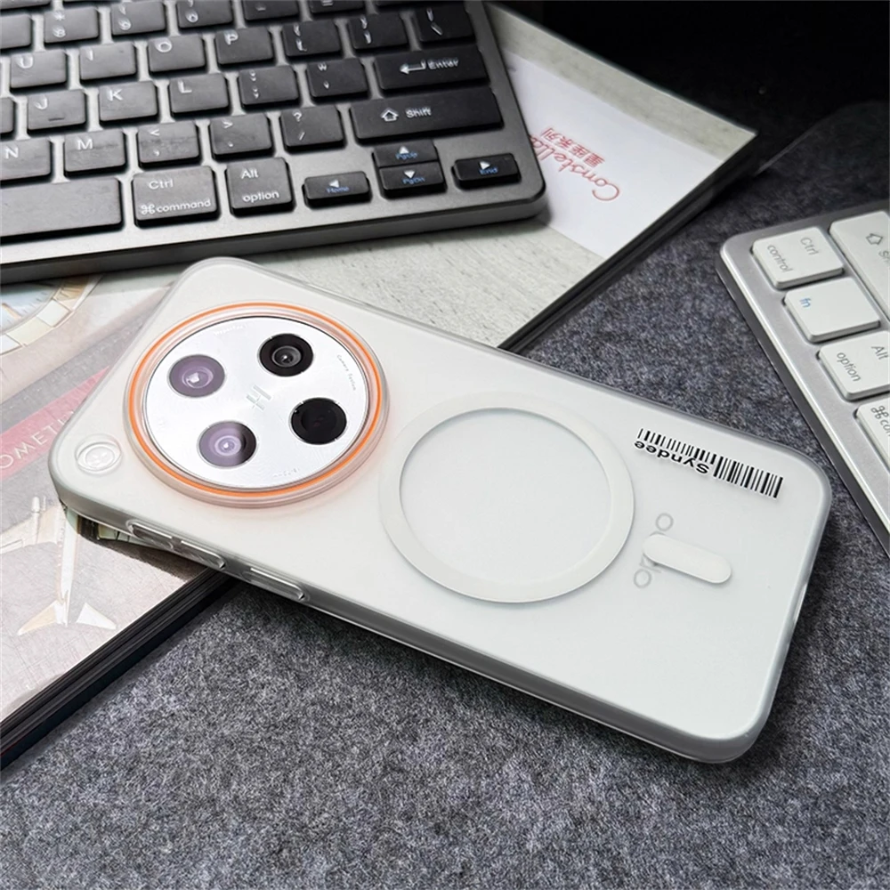 Ultra Thin Matte Translucent Barcode Hard Case with Magnetic Wireless Charging Cover