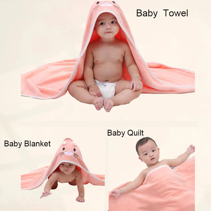 Bath Towel Baby Towel Baby Bathrobe Baby Bath Towel Girl Boy Soft Cartoon Baby Towels Newborn Hood Coral Fleece Infant Blanket Bathrobe Quilt Washcloth