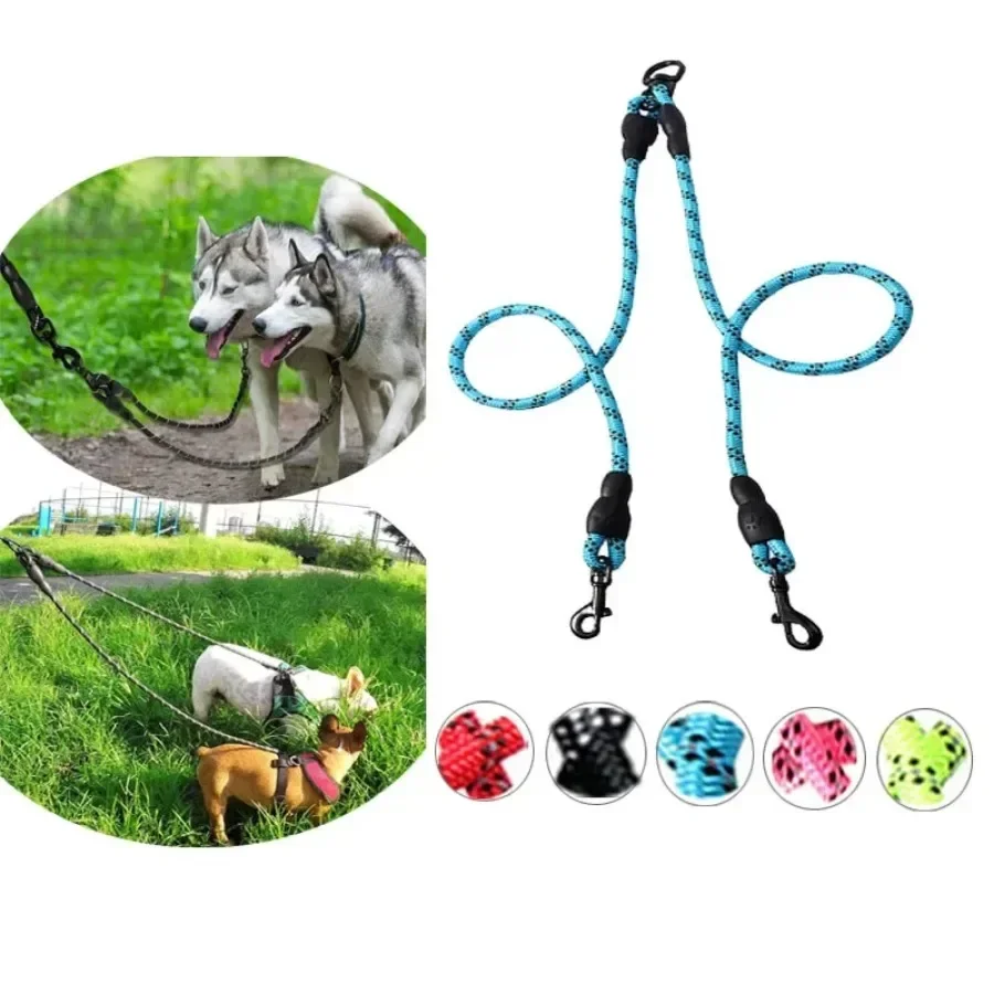 Reflective Double Dog Leash For Two Dogs Nylon puppy Dog Coupler For Walking Training small Medium Large big Two Dogs lead Reflective Double Dog Leash For Two Dogs Nylon puppy Dog Coupler For Walking Training small Medium Large big Two Dogs lead