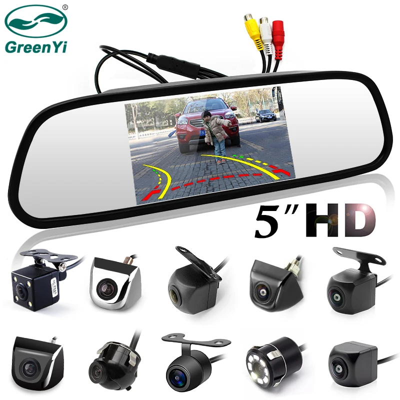 Car Rear View Camera Monitor Display 5 inch for 170 Angle Vehicle Rear View Camera HD TFT LCD Parking System Screen for 170 Angle Vehicle