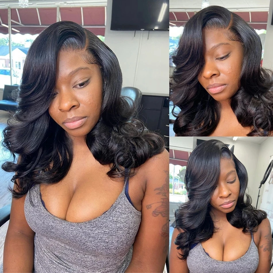 

Loose Body Wave Heat Resistant Lace Front Wigs Natural Black Synthetic Hair Africa Americans Wig With Natural Hairline