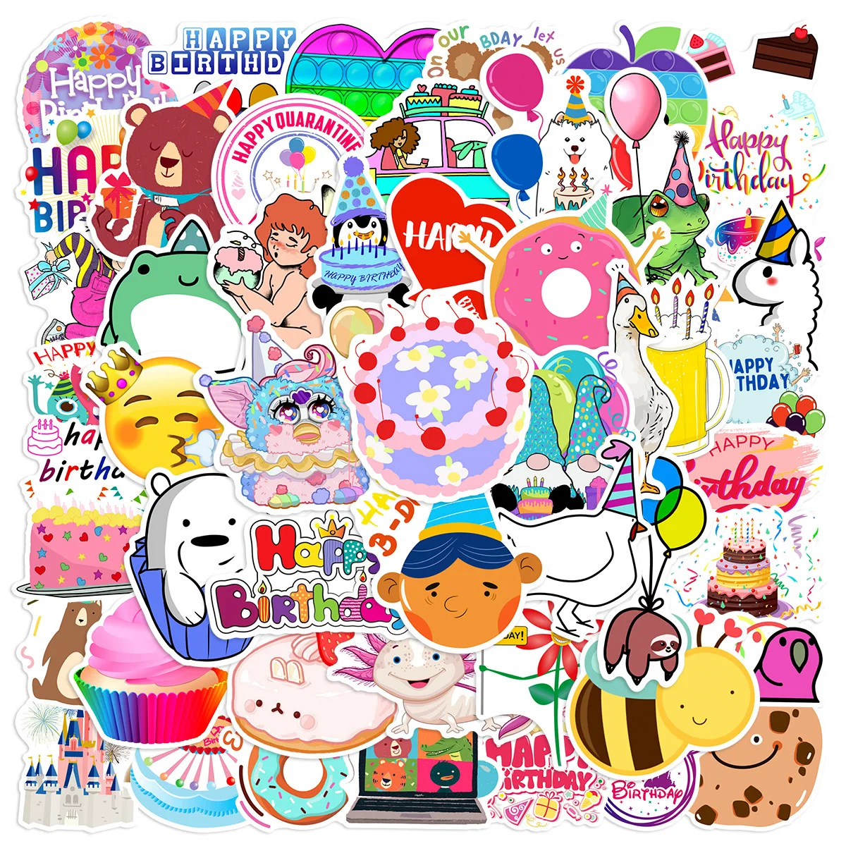 10/30/50pcs Happy Birthday Cartoon Graffiti Sticker Creative Kids Toys Diy Party Gift  Phone Helmet Laptop Decorative Sticker
