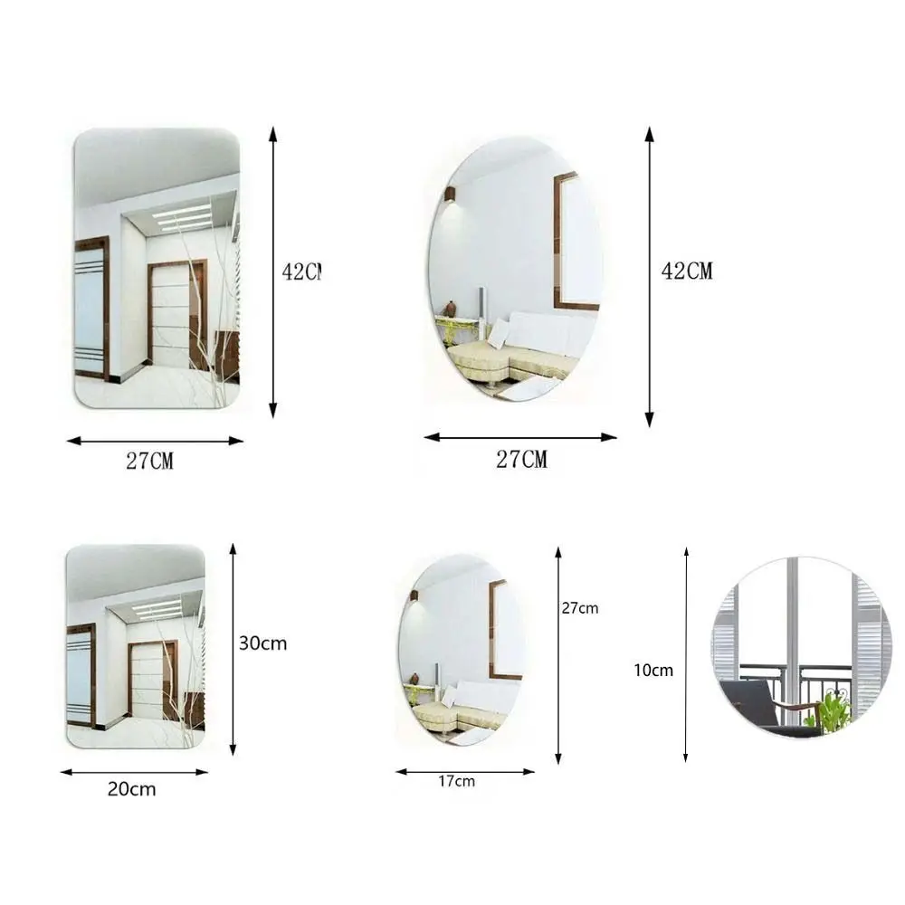 Wall Sticker Mirror Wall Sticker Acrylic Wall Sticker Removable Self-Adhesive For Bathroom/Wall Shower 3D Effect Oval Anti Fog Mirror Acrylic Mirror Make Up Stickers