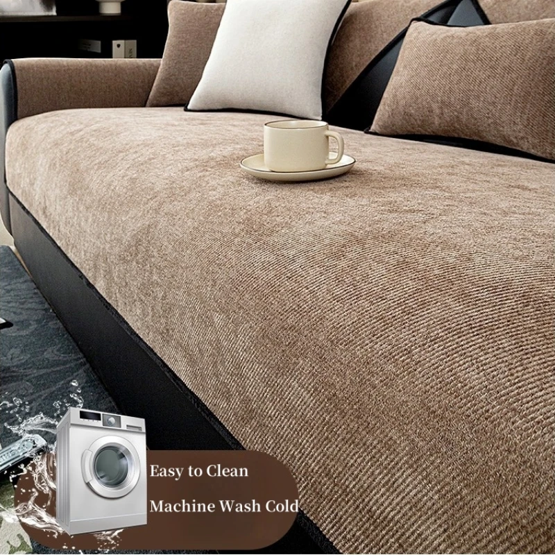 Minimalist Twill Solid Chenille Sofa Cover for All Seasons Living Room Non-slip Sofa Seat Cover Couch Slipcover, Sofa Towel 3