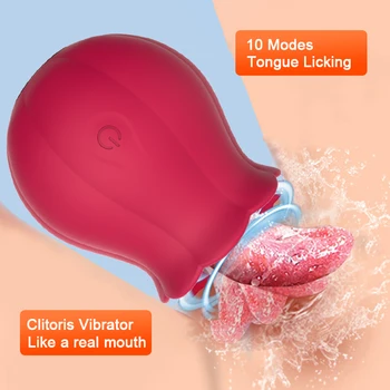 Flower Sex Toy with Tongue Licking Vibrators Female for Women Clitoral Stimulator G-Spot Massager Woman Sextoy Clitoris Vibrator 1