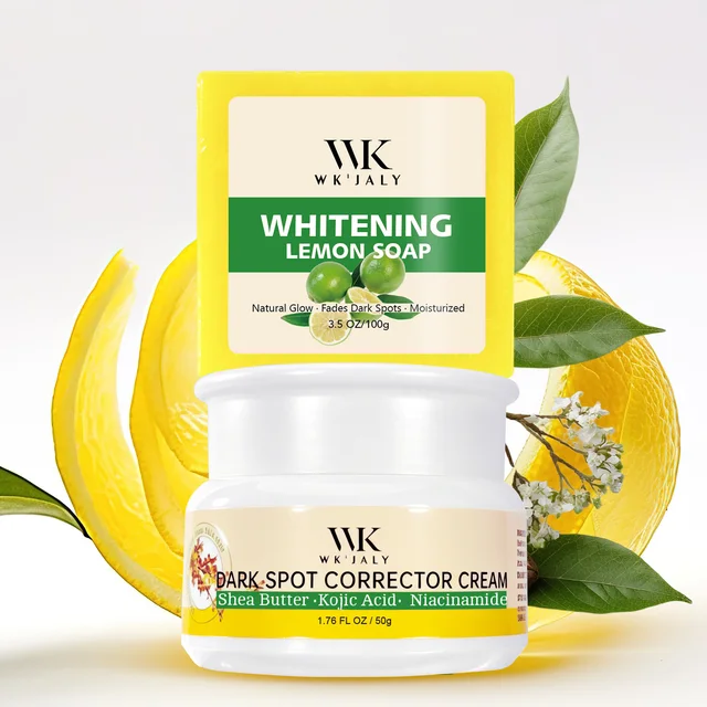 Ensemble de soins du visage pour femmes WK JALY, avec crème éclaircissante pour le visage, savon éclaircissant, réduit les taches brunes, l'hyperpigmentation 1