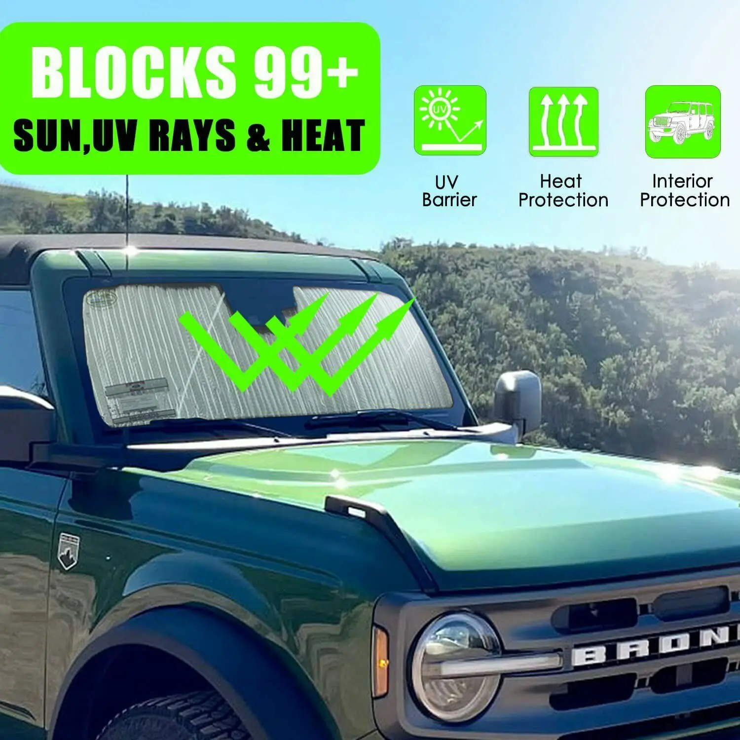 Car Front Windshield Sunshade Cover Insulation Sun Visor Pad car sunshade windshield sunshade windshield sun shade For Ford Bronco
