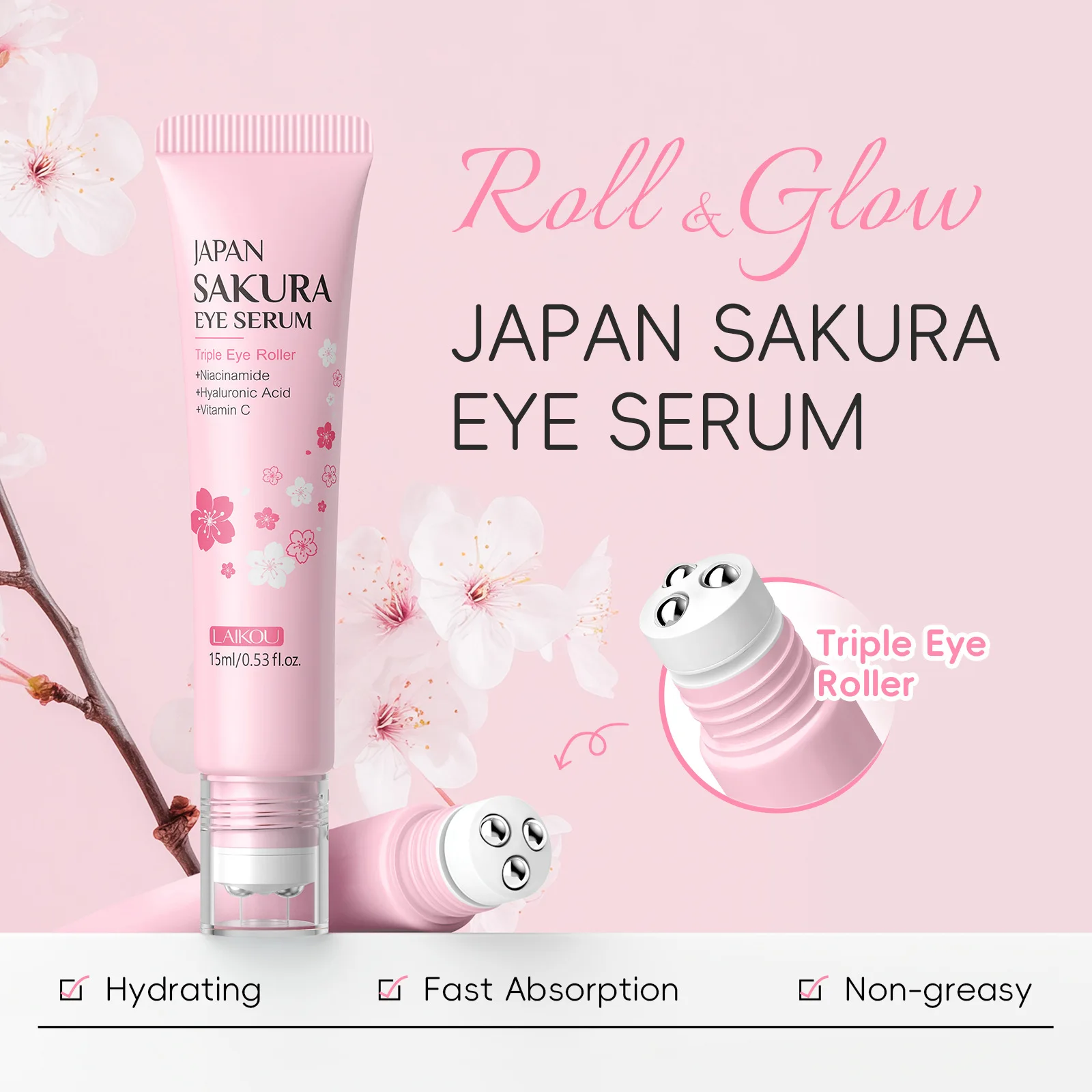 LAIKOU Sakura Eye Serum Roller packaging