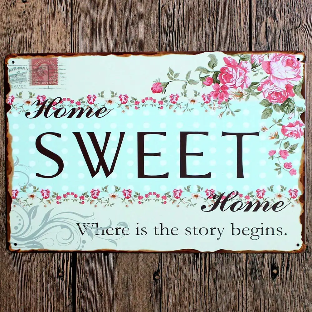 

Retro Design Home Sweet Home Tin Metal Signs Wall Art | Thick Tinplate Print Poster Wall Decoration for Family/Garage