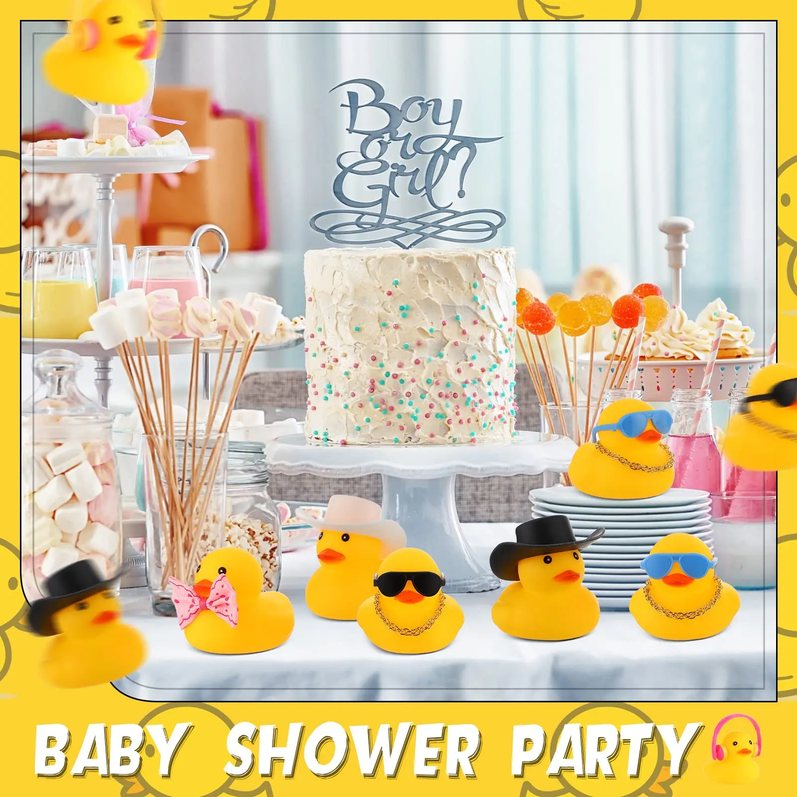 48 Pcs Rubber Duck Toy Bulk Yellow Duck Car Ornaments  for K Birthday Party Favors Decoration 5