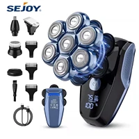 Sejoy Electric Bald Shaver for Men 7 Heads Beard Razor Hair Clipper Facial Cleaner Massager Nose Trimmer IPX7 Fully Washable 1