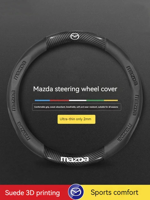 For Mazda 3 5 6 SKYACTIV Axela Atenza CX30 CX5 CX8 CX9 MX5 RX8 RX7 BT50 Carbon fiber Leathe Car Steering Wheel Cover Accessories 2