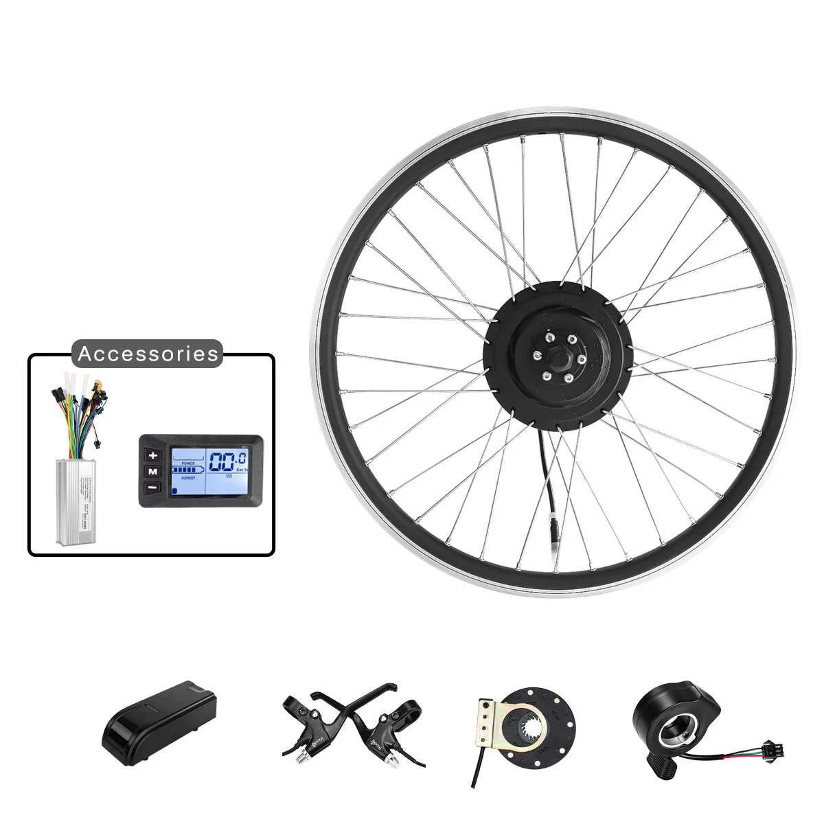Viribus Electric Bike Conversion Kit 26\" Rear Wheel 1000W Hub Motor Lcd Ebike Diy Set