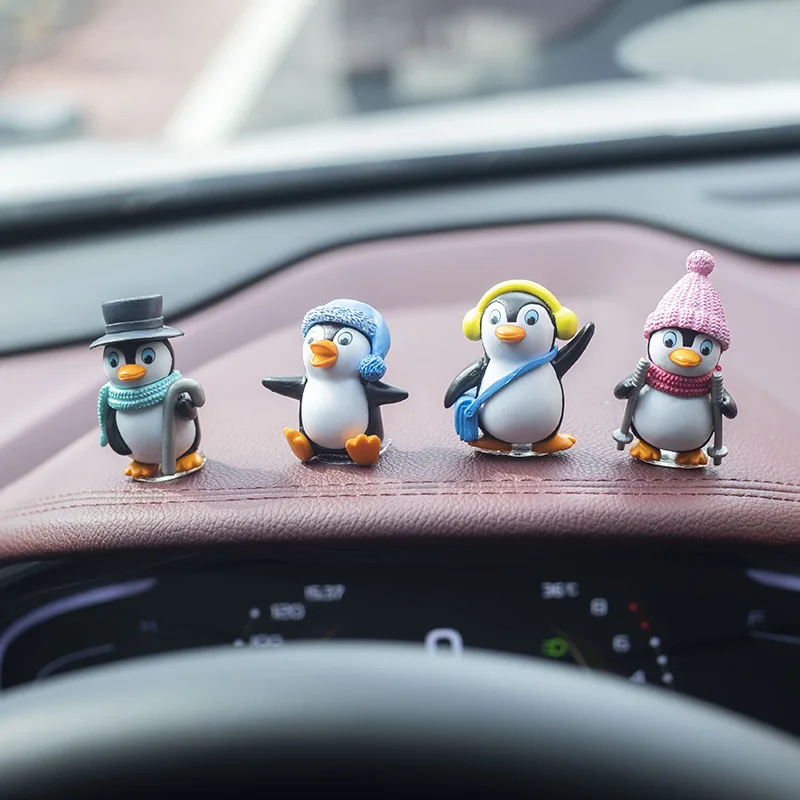 4 Pcs Penguin Family Ins Style Decoration Micro Landscape Succulent Flower Pottery Desktop Cute Doll Ornament Decor Accessories