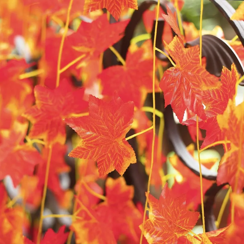 Description Picture 6 of item230cm Artificial Maple Leaves Garland Fall Leaf Hanging Vine Plants Autumn Fake Maple Foliage Christmas Thanksgiving Decoration