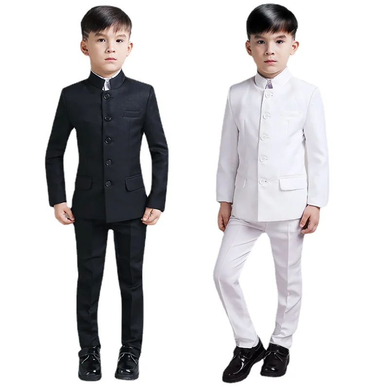 Kids Suit Boys For Wedding Suit Style Children Formal Mandarin Collar High Quality Fashion Plus Size 3-8 9 10 12 14