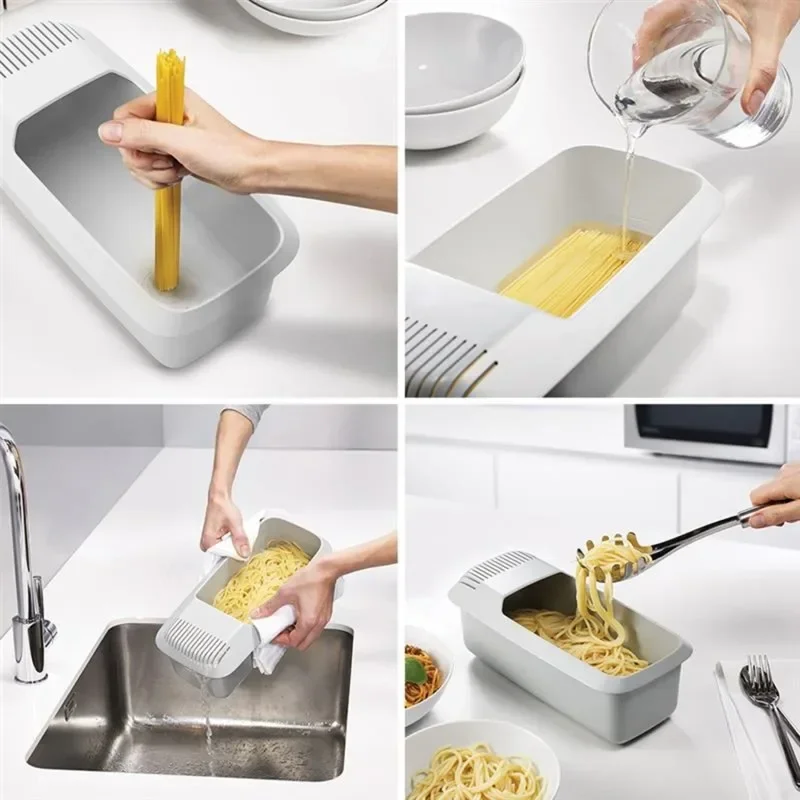 Microwave Noodles Pasta Cooker Strainer Eco-Friendly Plastic Spaghetti Vegetable Steamer Dishwasher Kitchen Accessories