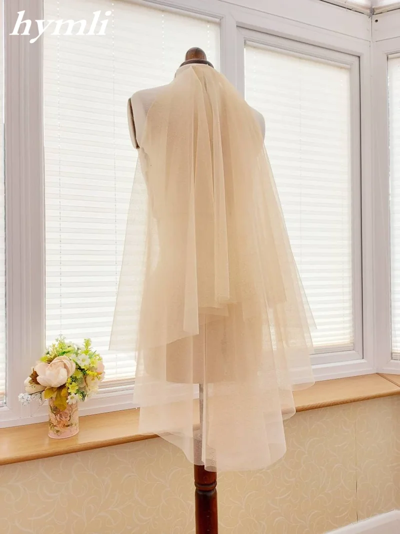 2 Tier Bridal Veil Cut Edge Champagne Glitter Wedding Veil