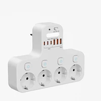 4000W EU Multifunction Socket Smart Night Light Individual Switch EU Plug 4 AC Power Strip with Phone Holder 2 USB-A 2 USB-C - Image 4