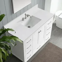 48 Inch Solid White Vanity Sink Top, Engineered Stone Vanity Top,8 Inch Widespread Faucet Hole with Backsplash Countertops 1