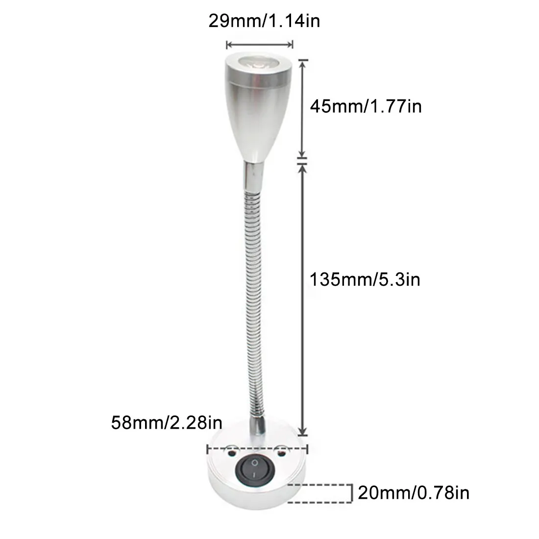 Wall Lamp Gooseneck RV Reading 12V 3W Bedside with Switch For Reading Boat Yacht Caravan Motorhome