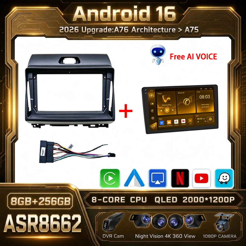Monitor de coche Android 16 para Kia Ray 2011-2017, reproductor multimedia, GPS, navegación, radio para coche, Carplay, unidad principal, pantalla táctil, Bluetooth 1