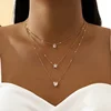 Cristal Zircon coeur étoile breloque couches pendentif collier ensemble pour femmes breloques mode carré strass femme Vintage bijoux
