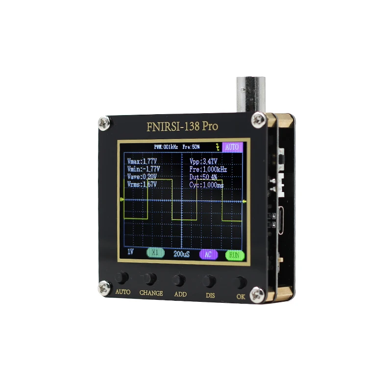FNIRSI 138 PRO Digital AUTO Oscilloscope Portable Mini 2.5MSa/s 200KHz Analog Bandwidth 80Khz PWM and Firmware Update