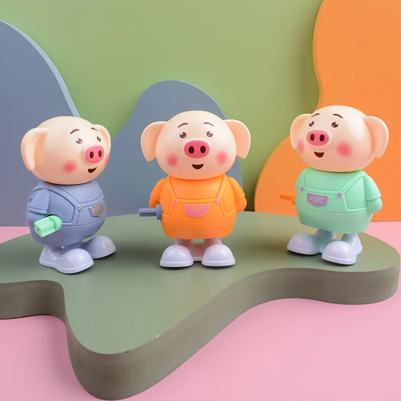 Cute Cartoon Animals Wind Up Toys Jumping Pig For Children Baby Boys