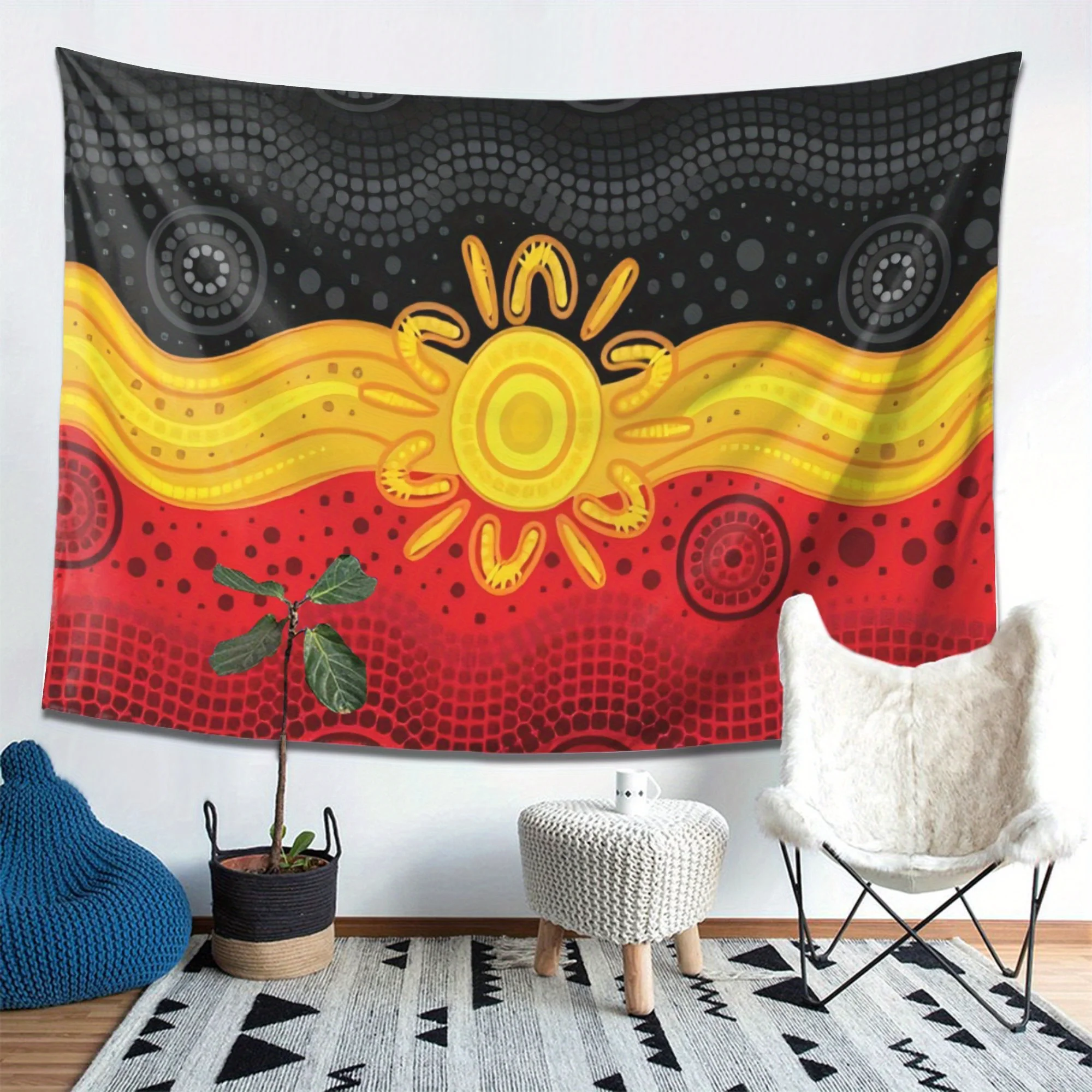 Indigenous Flag Design Tapestry Vibrant Aboriginal Art Wall Hanging — free download