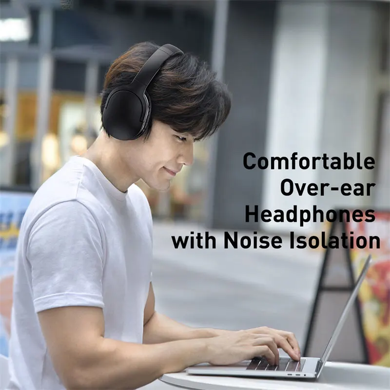 Baseus D02 Pro Wireless Bluetooth Headphones HIFI Stereo Earphones Foldable Sport Headset with Audio Cable foriPhone tablet 6