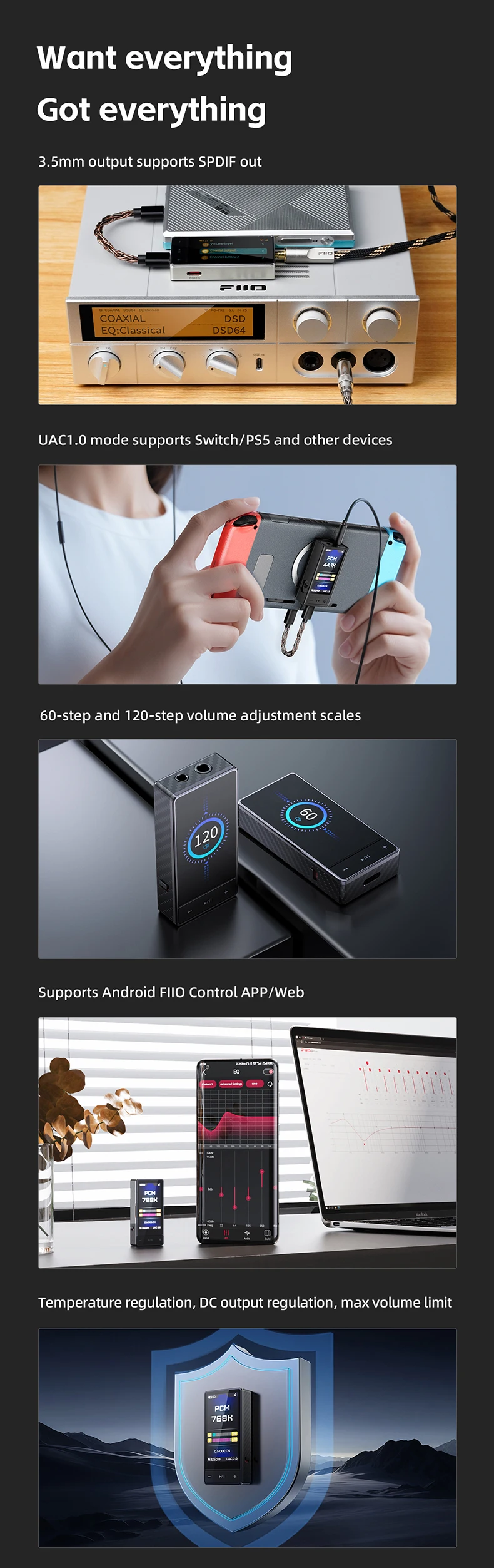 FiiO QX13 8-Channel Dongle DAC 125 Sb257ab9b861340cfa04df18550df4680y