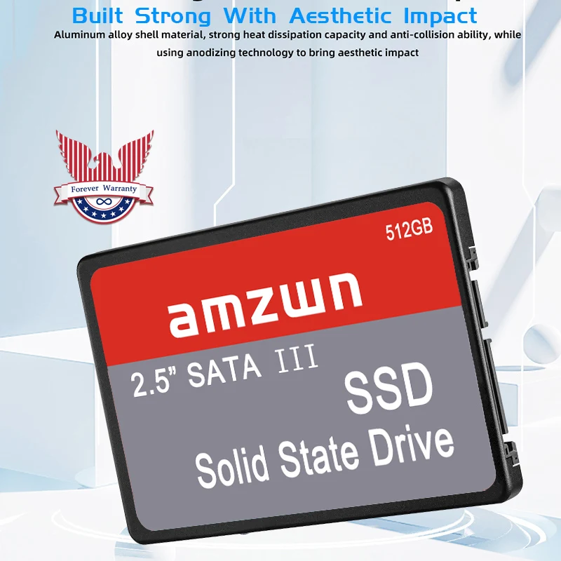 AMZWN-1 ׶Ʈ SSD ޴ SATA III 2.5 ġ  ϵ ̺, ִ 500MB/ б ӵ, Ʈ  PC ũž ȣȯ