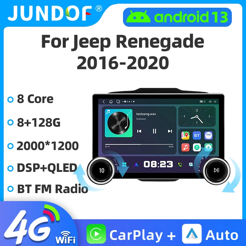 

11.8" 2K QLED 2 Din Android 13 Multimedia Player For Jeep Renegade 2016-2020 Carplay Auto Car Radio Stereo 4G Wifi GPS Head Unit